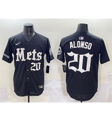 Men New York Mets 20 Pete Alonso Black 27Gotham Gothic Edition 27 Vapor Premier Limited Stitched Baseball Jersey Men New York Mets 20 Pete Alonso Black 27Gotham Gothic Edition 27 Vapor Premier Limited Stitched Baseball Jersey