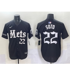 Men New York Mets 22 Juan Soto Black 27Gotham Gothic Edition 27 Vapor Premier Limited Stitched Baseball Jersey Men New York Mets 22 Juan Soto Black 27Gotham Gothic Edition 27 Vapor Premier Limited Stitched Baseball Jersey