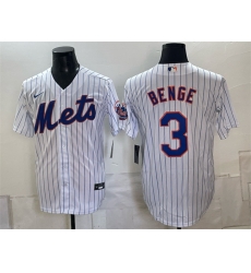 Men New York Mets  3 Carson Benge White Cool Base Stitched Baseball Jersey