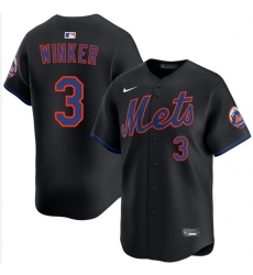 Men New York Mets Jesse Winker #3 Black Cool Base Stitched Baseball Jersey Men New York Mets Jesse Winker #3 Black Cool Base Stitched Baseball Jersey