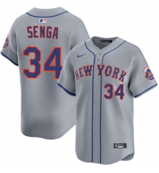 Men New York Mets Kodai Senga 34 Gray Flex Base Stitched Jersey Men New York Mets Kodai Senga 34 Gray Flex Base Stitched Jersey