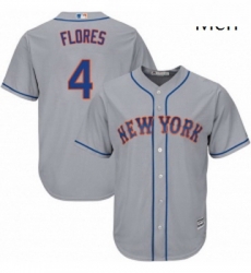 Mens Majestic New York Mets 4 Wilmer Flores Replica Grey Road Cool Base MLB Jersey Mens Majestic New York Mets 4 Wilmer Flores Replica Grey Road Cool Base MLB Jersey