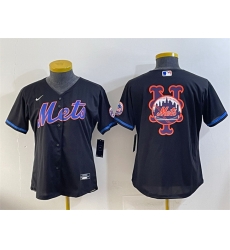 Women New York Mets Team Big Logo Black Cool Base Stitched Baseball Jersey