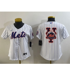 Women New York Mets Team Big Logo White Cool Base Stitched Baseball Jersey
