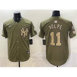 Men New York Yankees  11 Anthony Volpe Olive 2026 Armed Forces Day Stitched Baseball Jersey