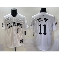 Men New York Yankees 11 Anthony Volpe White  27Gothic Legacy Edition 27 Vapor Premier Limited Stitched Baseball Jersey