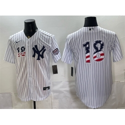 Men New York Yankees  18 Johnny Damon White 2026 USA 250 Fourth of July Home Stadium Stitched Baseball Jersey
