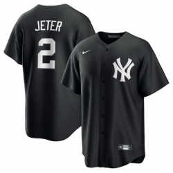Men New York Yankees 2 Derek Jeter Black Lights Out Limited Stitched Baseball Jersey