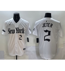 Men New York Yankees 2 Derek Jeter White  27Gothic Legacy Edition 27 Vapor Premier Limited Stitched Baseball Jersey