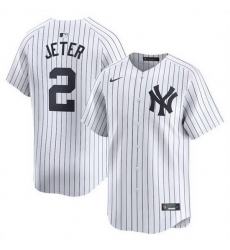 Men New York Yankees 2 Derek Jeter White Home Limited Stitched Baseball Jersey