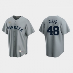 Men New York Yankees 48 Anthony Rizzo Men Nike Gray Cooperstown Collection MLB Jersey