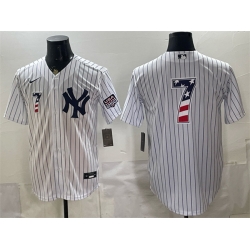 Men New York Yankees  7 Mickey Mantle White 2026 USA 250 Fourth of July Home Stadium Stitched Baseball Jersey