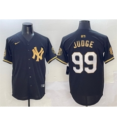 Men New York Yankees 99 Aaron Judge Black Gold With Patch Limited Stitched Baseball Jersey