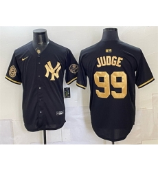 Men New York Yankees  99 Aaron Judge Black Gold With Patch Stitched Baseball Jersey