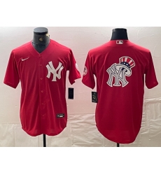 Men New York Yankees Big Logo Red Cool Base Stitched Baseball Jersey 4 Men New York Yankees Big Logo Red Cool Base Stitched Baseball Jersey 4