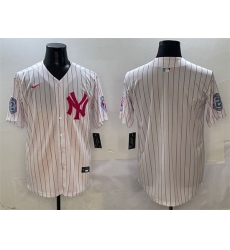 Men New York Yankees Blank Pink With Patch Limited Stitched Baseball Jersey