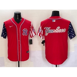 Men New York Yankees Team Big Logo Red American Style Limited Stitched Baseball Jersey 003