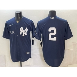 Men New York Yankees x KAWS  2 Derek Jeter Navy Stadium Stitched Baseball Jersey