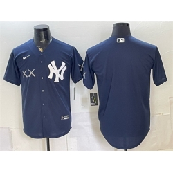 Men New York Yankees x KAWS Navy Stadium Stitched Baseball Jersey