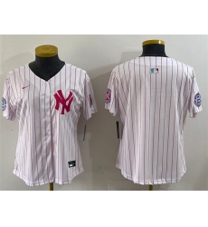 Women New York Yankees Blank White Pink Pinstripe Limited Stitched Baseball Jersey Women New York Yankees Blank White Pink Pinstripe Limited Stitched Baseball Jersey