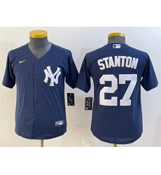 Youth New York Yankees 27 Giancarlo Stanton Navy Cool Base Stitched Baseball Jersey