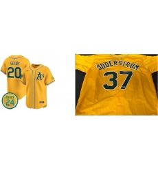Men Oakland Athlentic Tyler Soderstrom #37 Yellow Stitched MLB Jersey Men Oakland Athlentic Tyler Soderstrom #37 Yellow Stitched MLB Jersey