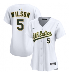 Women Oakland Athletics 5 Jacob Wilson White Home Limited Stitched Jersey Women Oakland Athletics 5 Jacob Wilson White Home Limited Stitched Jersey