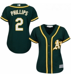 Womens Majestic Oakland Athletics 2 Tony Phillips Replica Green Alternate 1 Cool Base MLB Jersey Womens Majestic Oakland Athletics 2 Tony Phillips Replica Green Alternate 1 Cool Base MLB Jersey
