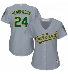 Womens Majestic Oakland Athletics 24 Rickey Henderson Authentic Grey Road Cool Base MLB Jersey Womens Majestic Oakland Athletics 24 Rickey Henderson Authentic Grey Road Cool Base MLB Jersey