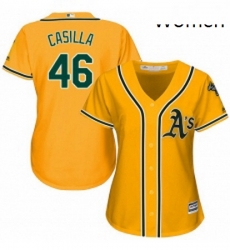 Womens Majestic Oakland Athletics 46 Santiago Casilla Authentic Gold Alternate 2 Cool Base MLB Jersey Womens Majestic Oakland Athletics 46 Santiago Casilla Authentic Gold Alternate 2 Cool Base MLB Jersey