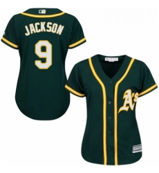 Womens Majestic Oakland Athletics 9 Reggie Jackson Replica Green Alternate 1 Cool Base MLB Jersey Womens Majestic Oakland Athletics 9 Reggie Jackson Replica Green Alternate 1 Cool Base MLB Jersey