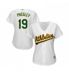 Womens Oakland Athletics 19 Josh Phegley Replica White Home Cool Base Baseball Jersey Womens Oakland Athletics 19 Josh Phegley Replica White Home Cool Base Baseball Jersey
