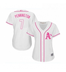 Womens Oakland Athletics 7 Cliff Pennington Replica White Fashion Cool Base Baseball Jersey Womens Oakland Athletics 7 Cliff Pennington Replica White Fashion Cool Base Baseball Jersey