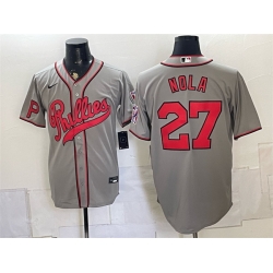 Men Philadelphia Phillies  27 Aaron Nola Gray 2026 Field of Dreams Stadium Stitched Baseball Jersey