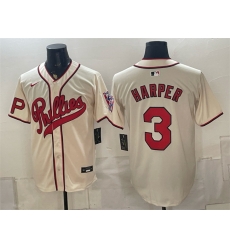 Men Philadelphia Phillies 3 Bryce Harper Cream 2026 Field of Dreams Stadium Stitched Baseball Jersey Men Philadelphia Phillies 3 Bryce Harper Cream 2026 Field of Dreams Stadium Stitched Baseball Jersey