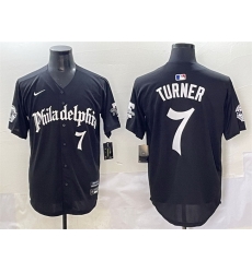 Men Philadelphia Phillies 7 Trea Turner Black Gothic Vapor Limited Stitched Jersey