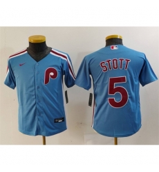 Women Philadelphia Phillies 5 Bryson Stott Blue Cool Base Stitched Baseball Jersey Women Philadelphia Phillies 5 Bryson Stott Blue Cool Base Stitched Baseball Jersey