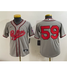 Youth Philadelphia Phillies 59 Jhoan Duran Gray 2026 Field of Dreams Stadium Stitched Baseball Jersey Youth Philadelphia Phillies 59 Jhoan Duran Gray 2026 Field of Dreams Stadium Stitched Baseball Jersey