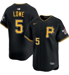 Men Pittsburgh Pirates Brandon Lowe #5 Flex Base Home Black Limited Jersey Men Pittsburgh Pirates Brandon Lowe #5 Flex Base Home Black Limited Jersey