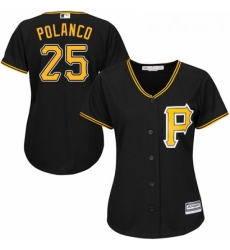 Womens Majestic Pittsburgh Pirates 25 Gregory Polanco Replica Black Alternate Cool Base MLB Jersey Womens Majestic Pittsburgh Pirates 25 Gregory Polanco Replica Black Alternate Cool Base MLB Jersey