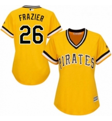 Womens Majestic Pittsburgh Pirates 26 Adam Frazier Replica Gold Alternate Cool Base MLB Jersey Womens Majestic Pittsburgh Pirates 26 Adam Frazier Replica Gold Alternate Cool Base MLB Jersey