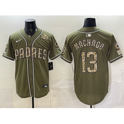 Men San Diego Padres  13 Manny Machado Olive 2026 Armed Forces Day Stitched Baseball Jersey