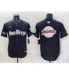Men San Diego Padres Team Big Logo Black Gothic Edition Vapor Limited Stitched Baseball Jersey 1