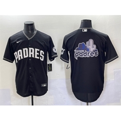 Men San Diego Padres Team Big Logo Black Stitched Baseball Jersey 1