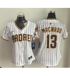 Women San Diego Padres 13 Manny Machado White Home Limited Stitched Baseball Jersey