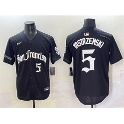 Men San Francisco Giants 5 Mike Yastrzemski Black Gothic Fog Edition Vapor Premier Limited Stitched Baseball Jersey