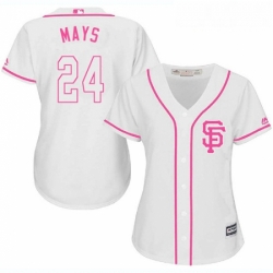 Womens Majestic San Francisco Giants 24 Willie Mays Replica White Fashion Cool Base MLB Jersey