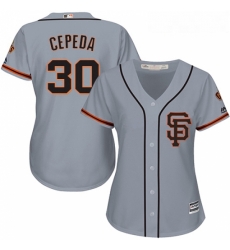 Womens Majestic San Francisco Giants 30 Orlando Cepeda Replica Grey Road 2 Cool Base MLB Jersey Womens Majestic San Francisco Giants 30 Orlando Cepeda Replica Grey Road 2 Cool Base MLB Jersey