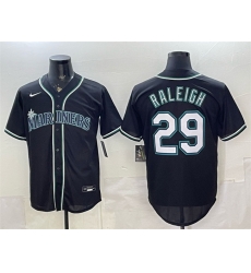 Men Seattle Mariners  29 Cal Raleigh 2026 Fashion Replica Black Out Stitched Baseball Jersey