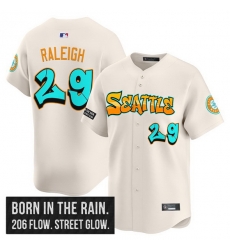 Men Seattle Mariners 29 Cal Raleigh Cream 2025 Graffiti Emerald Drop Edition Vapor Premier Limited Stitched Jersey
